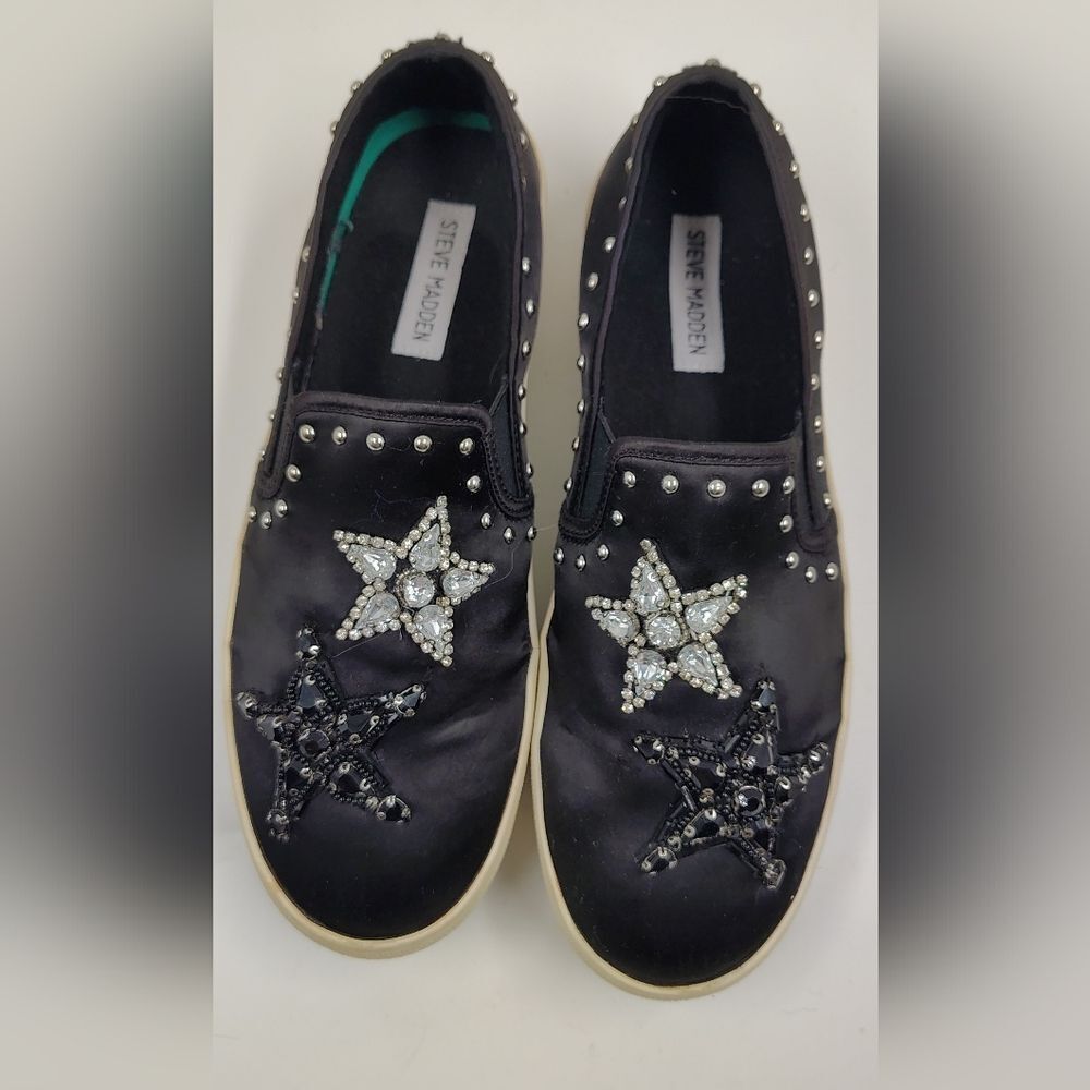 Steve Madden Rhinestone Bead Star Embellished Slip-On Sneakers Sz 9 - Picture 12 of 16